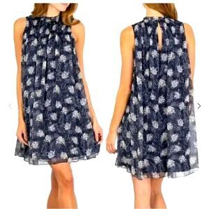 NWT $348 JOIE Womens Size S Baltic Print Blue Mini Dress Flowy Keyhole Back